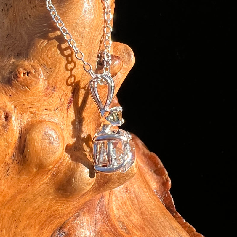 Herkimer Diamond & Moldavite Necklace Sterling #8028-Moldavite Life