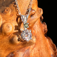 Herkimer Diamond & Moldavite Necklace Sterling #8028-Moldavite Life