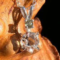 Herkimer Diamond & Moldavite Necklace Sterling #8029-Moldavite Life