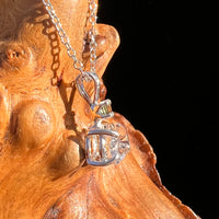 Herkimer Diamond & Moldavite Necklace Sterling #8029-Moldavite Life