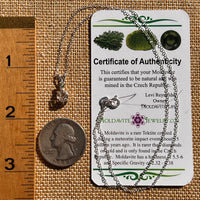 Herkimer Diamond & Moldavite Necklace Sterling #8029-Moldavite Life