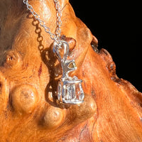 Herkimer Diamond & Moldavite Necklace Sterling #8031-Moldavite Life