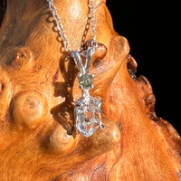 Herkimer Diamond & Moldavite Necklace Sterling #8031-Moldavite Life