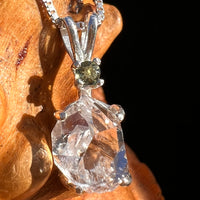 Herkimer Diamond & Moldavite Pendant Sterling #8032-Moldavite Life