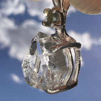 Herkimer Diamond & Moldavite Pendant Sterling #8032-Moldavite Life