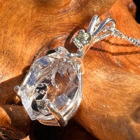 Herkimer Diamond & Moldavite Pendant Sterling #8034-Moldavite Life