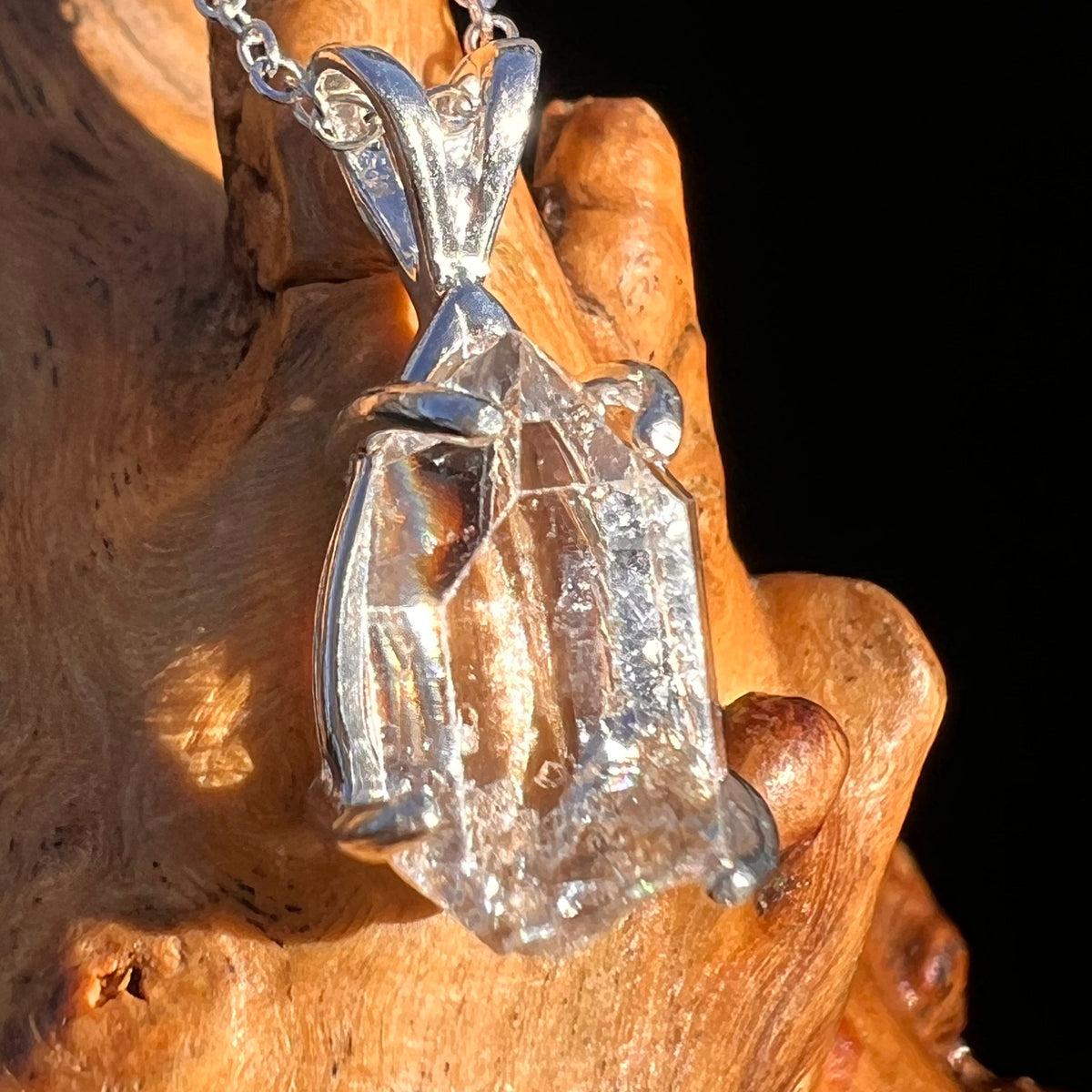 Herkimer Diamond Necklace Sterling Silver #6043-Moldavite Life