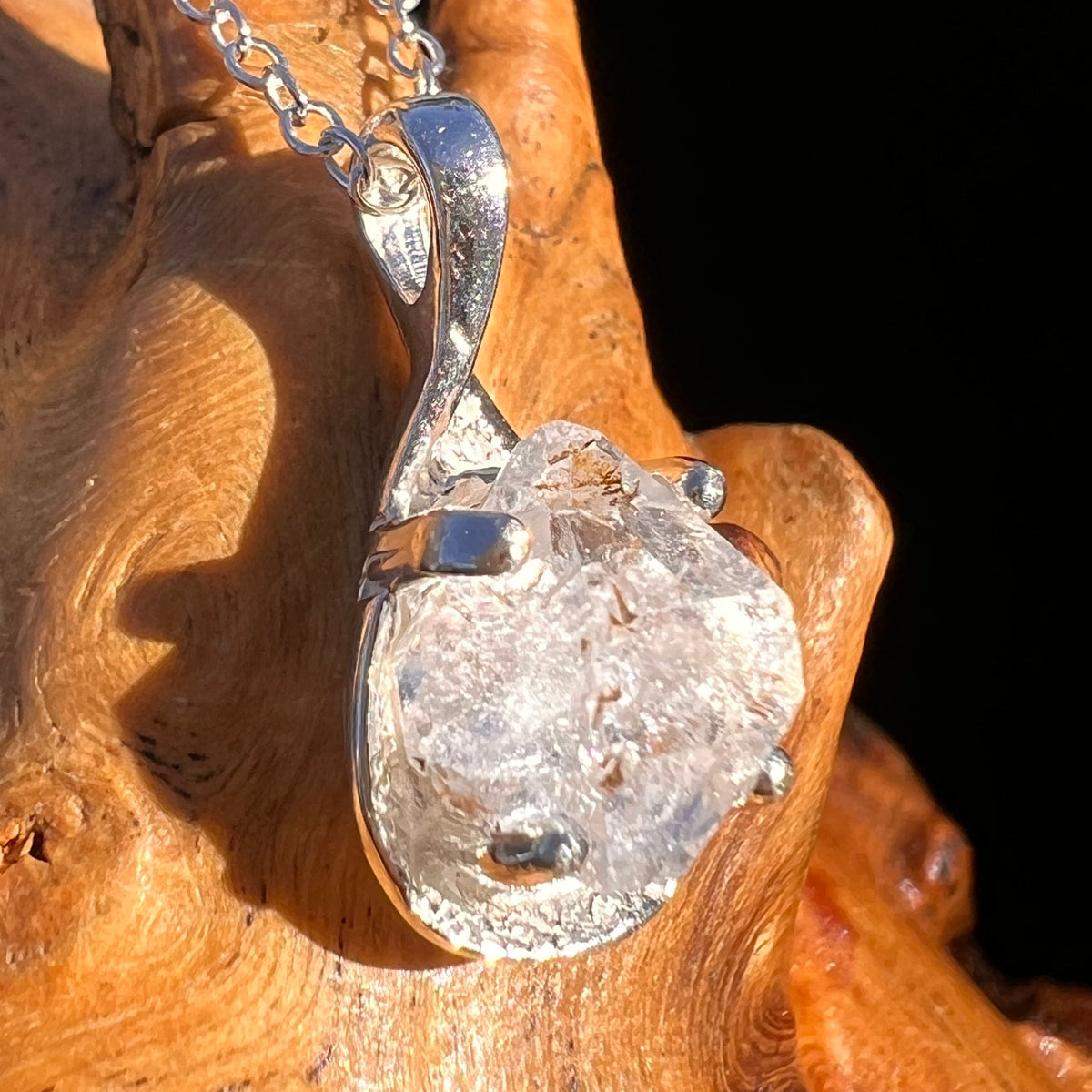 Herkimer Diamond Necklace Sterling Silver #6047-Moldavite Life