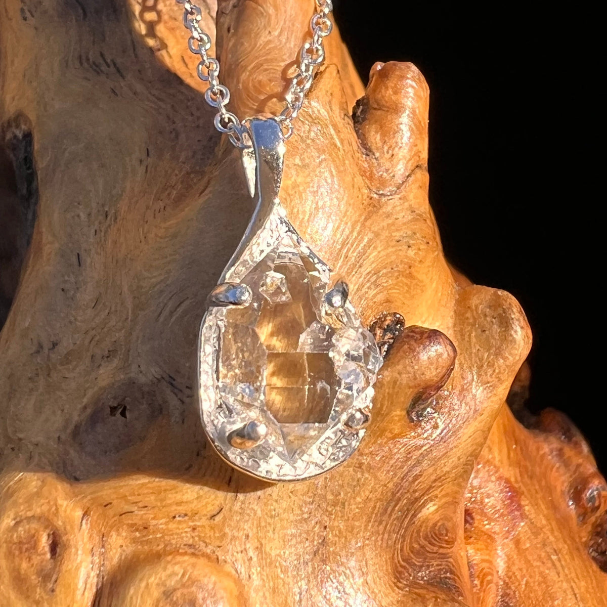 Herkimer Diamond Necklace Sterling Silver #6048-Moldavite Life