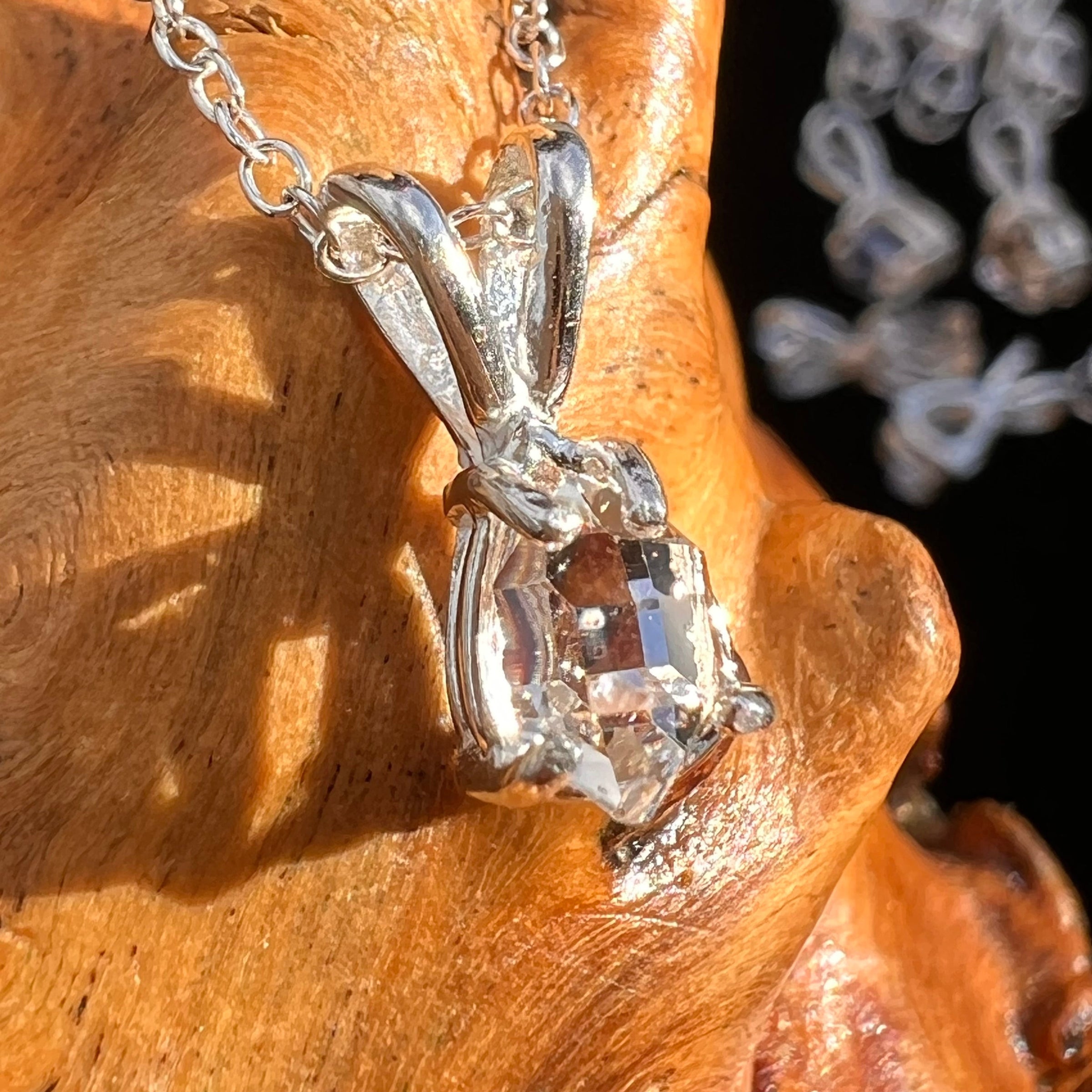 Herkimer Diamond Necklace Sterling Silver #6136-Moldavite Life