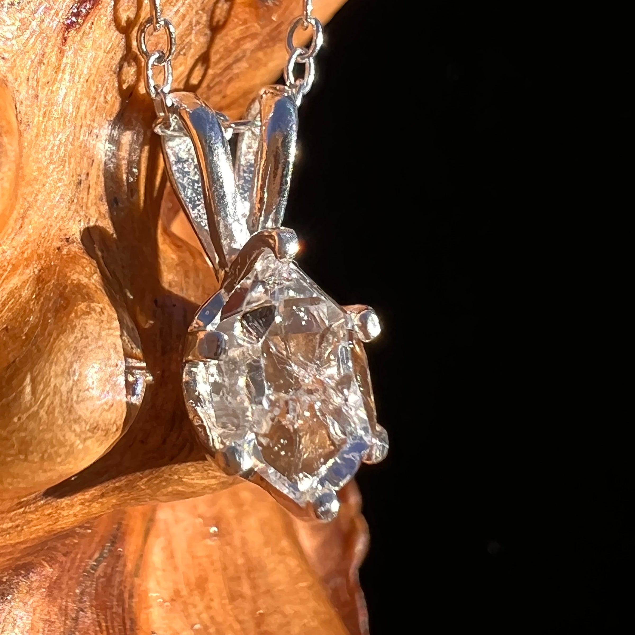 Herkimer Diamond Necklace Sterling Silver #7964-Moldavite Life