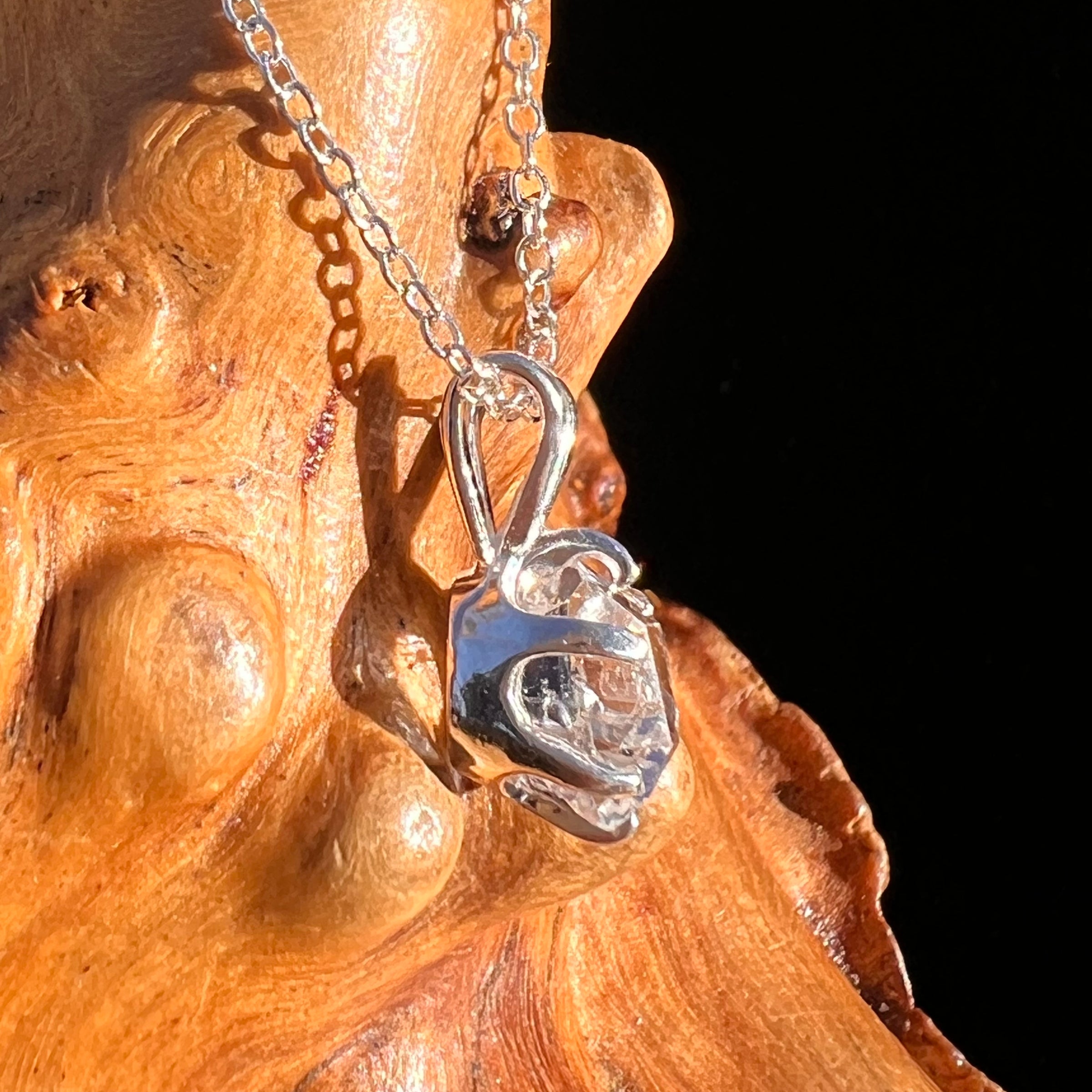 Herkimer Diamond Necklace Sterling Silver #7971-Moldavite Life