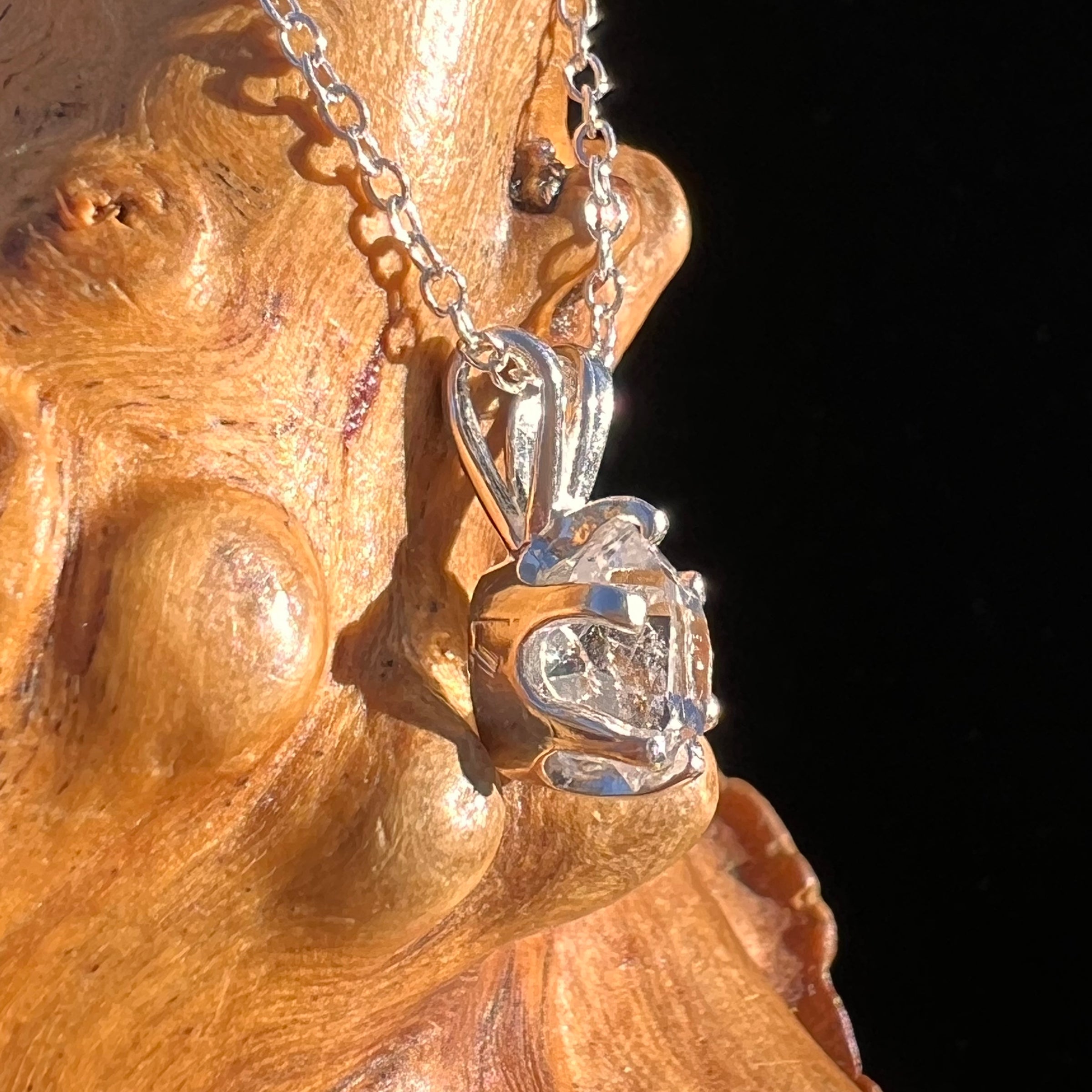 Herkimer Diamond Necklace Sterling Silver #7972-Moldavite Life