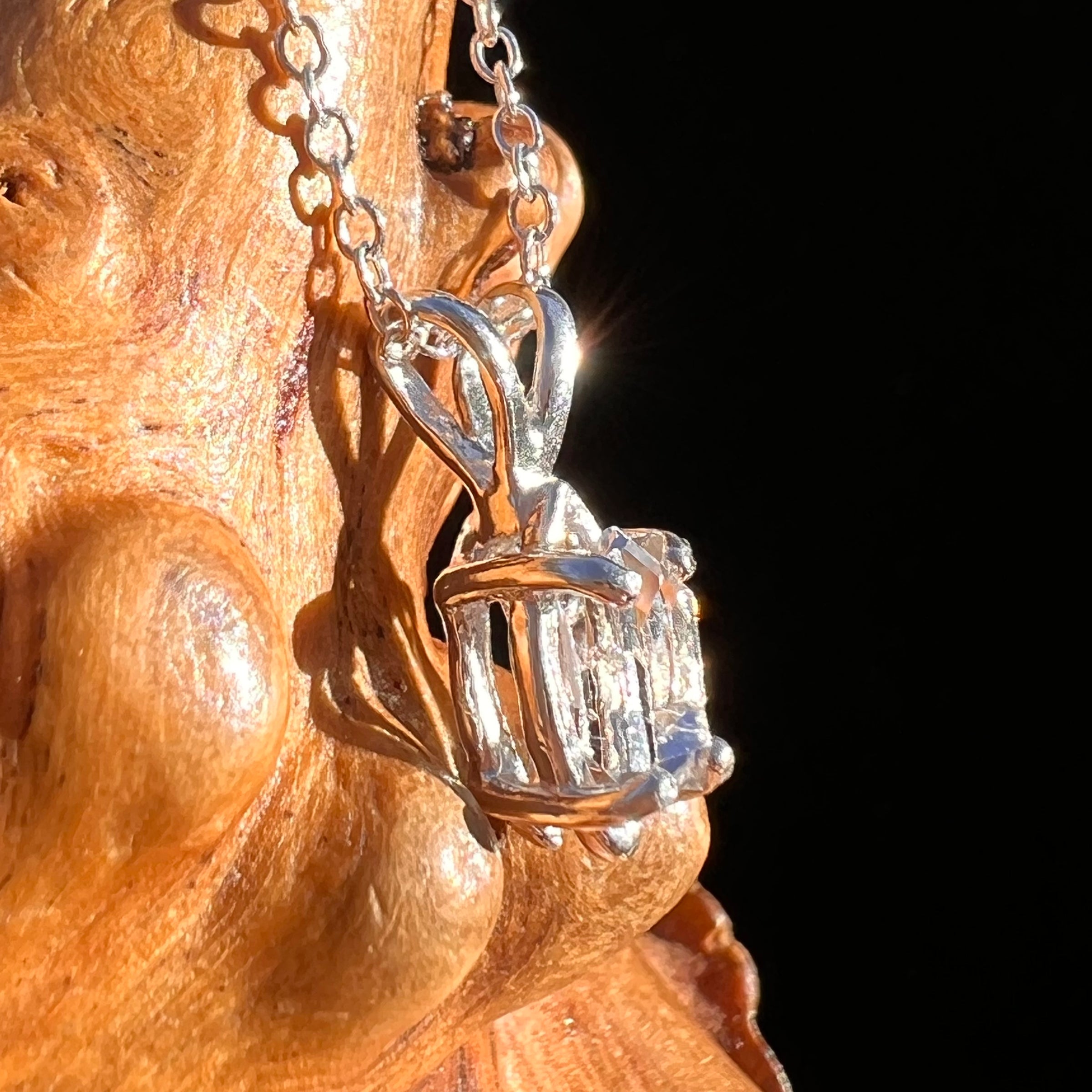 Herkimer Diamond Necklace Sterling Silver #7974-Moldavite Life