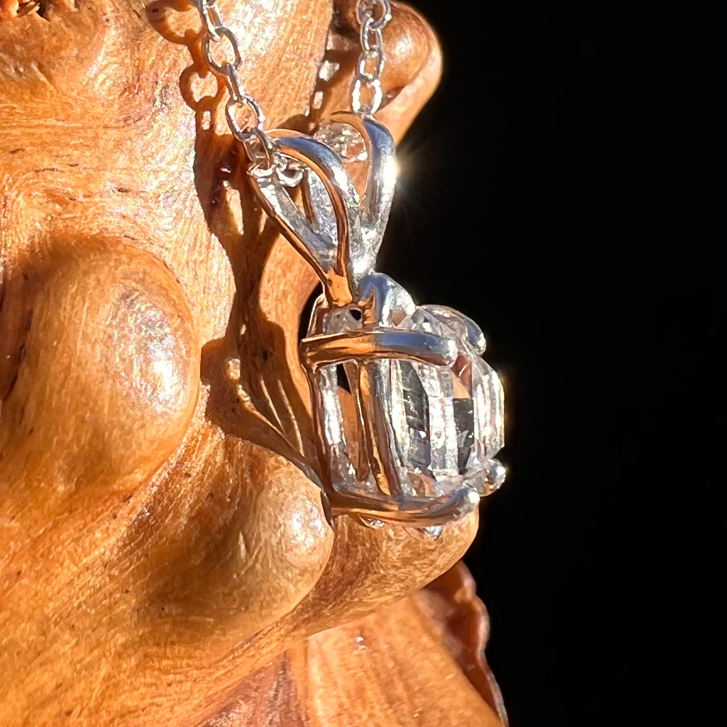 Herkimer Diamond Necklace Sterling Silver #7975-Moldavite Life