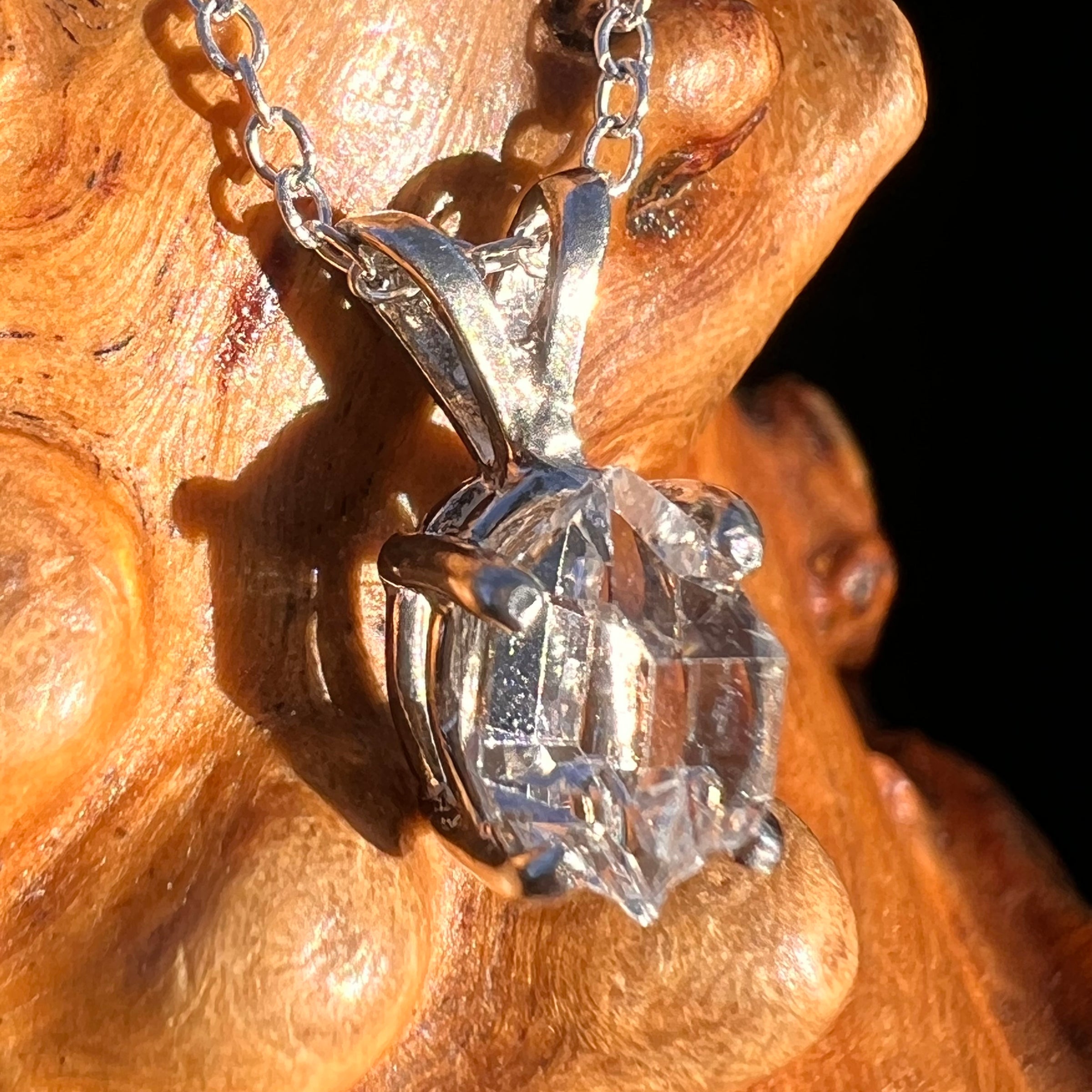 Herkimer Diamond Necklace Sterling Silver #7982-Moldavite Life