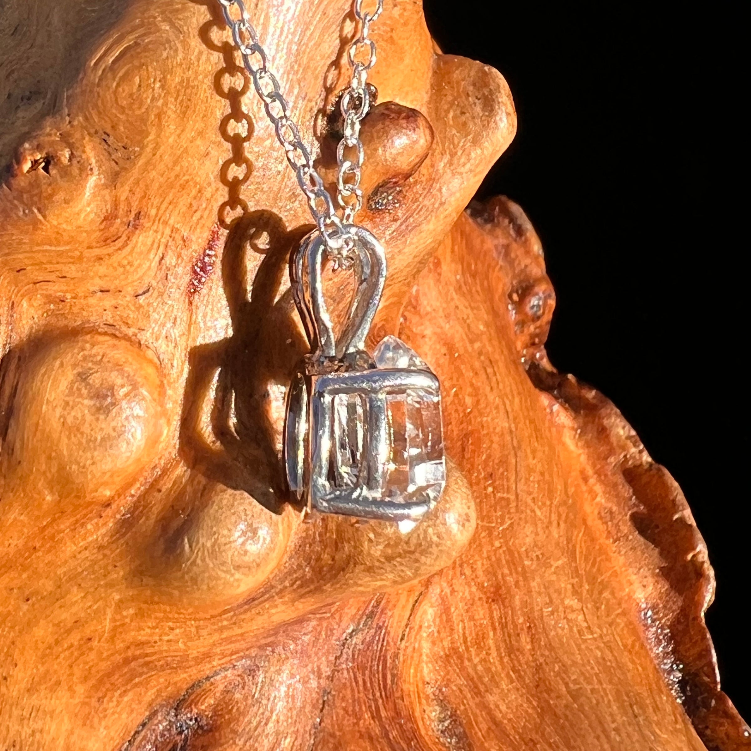 Herkimer Diamond Necklace Sterling Silver #7985-Moldavite Life