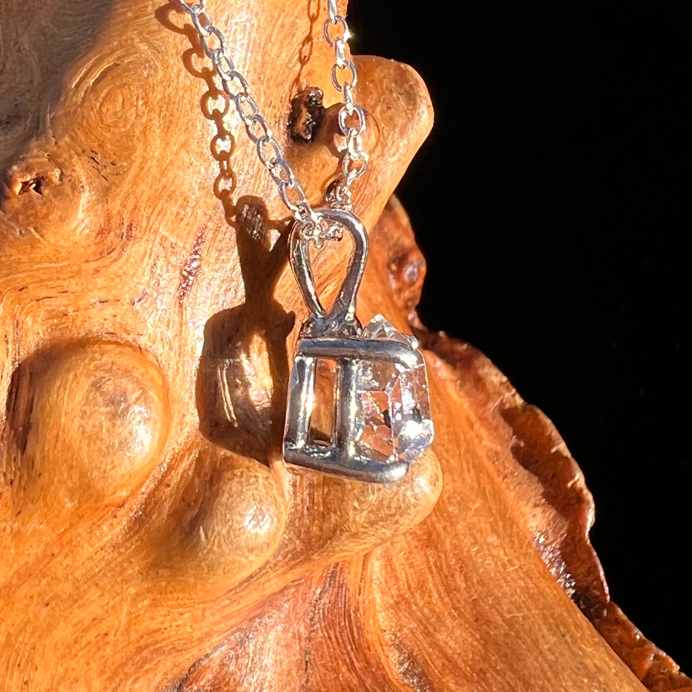 Herkimer Diamond Necklace Sterling Silver #7988-Moldavite Life