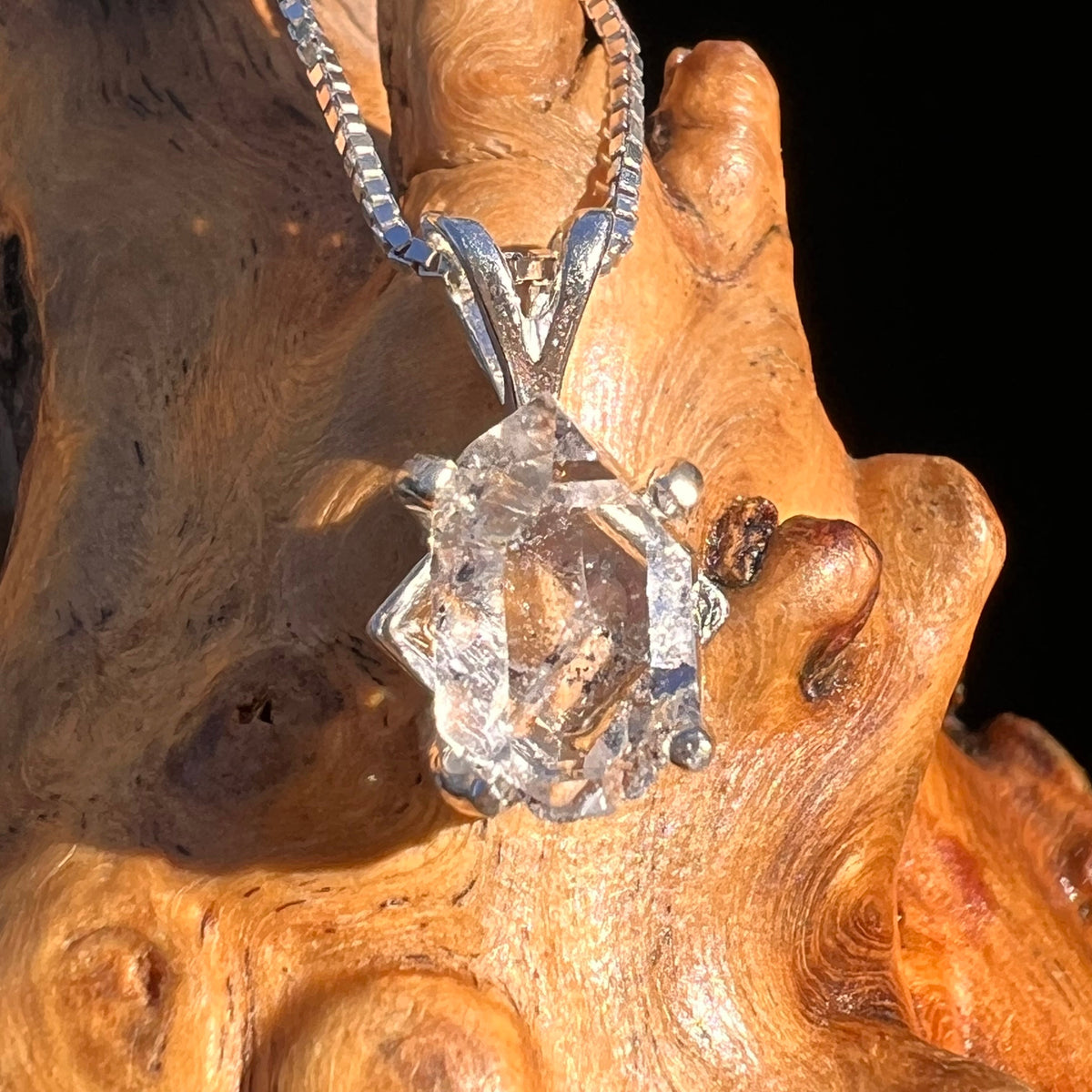 Herkimer Diamond Pendant Sterling Silver #6033-Moldavite Life