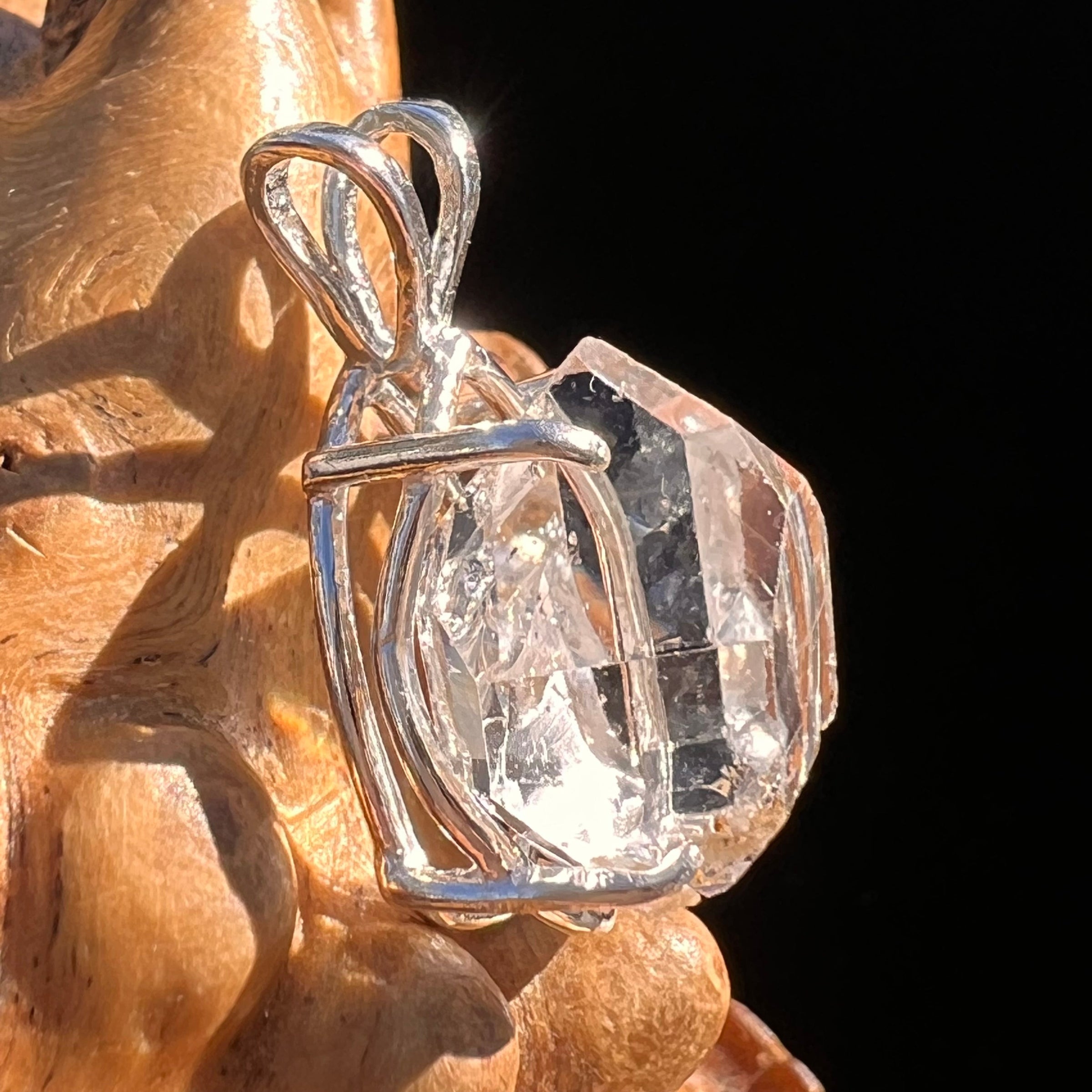 Herkimer Diamond Pendant Sterling Silver #6068-Moldavite Life