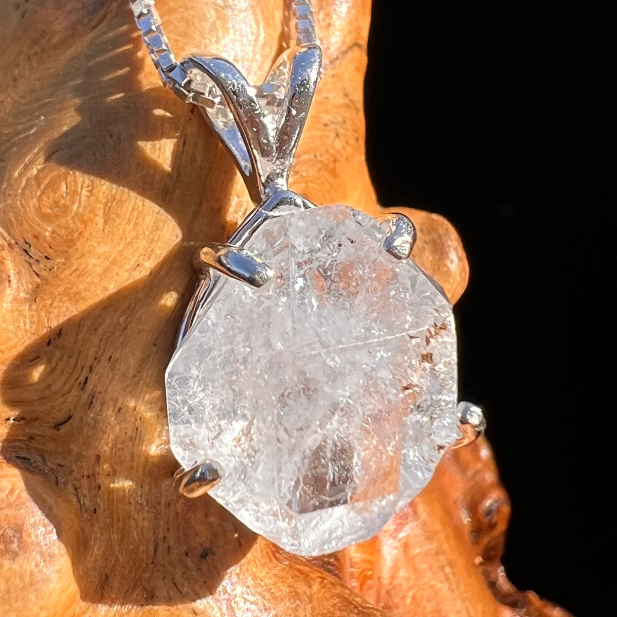 Herkimer Diamond Pendant Sterling Silver #6077-Moldavite Life
