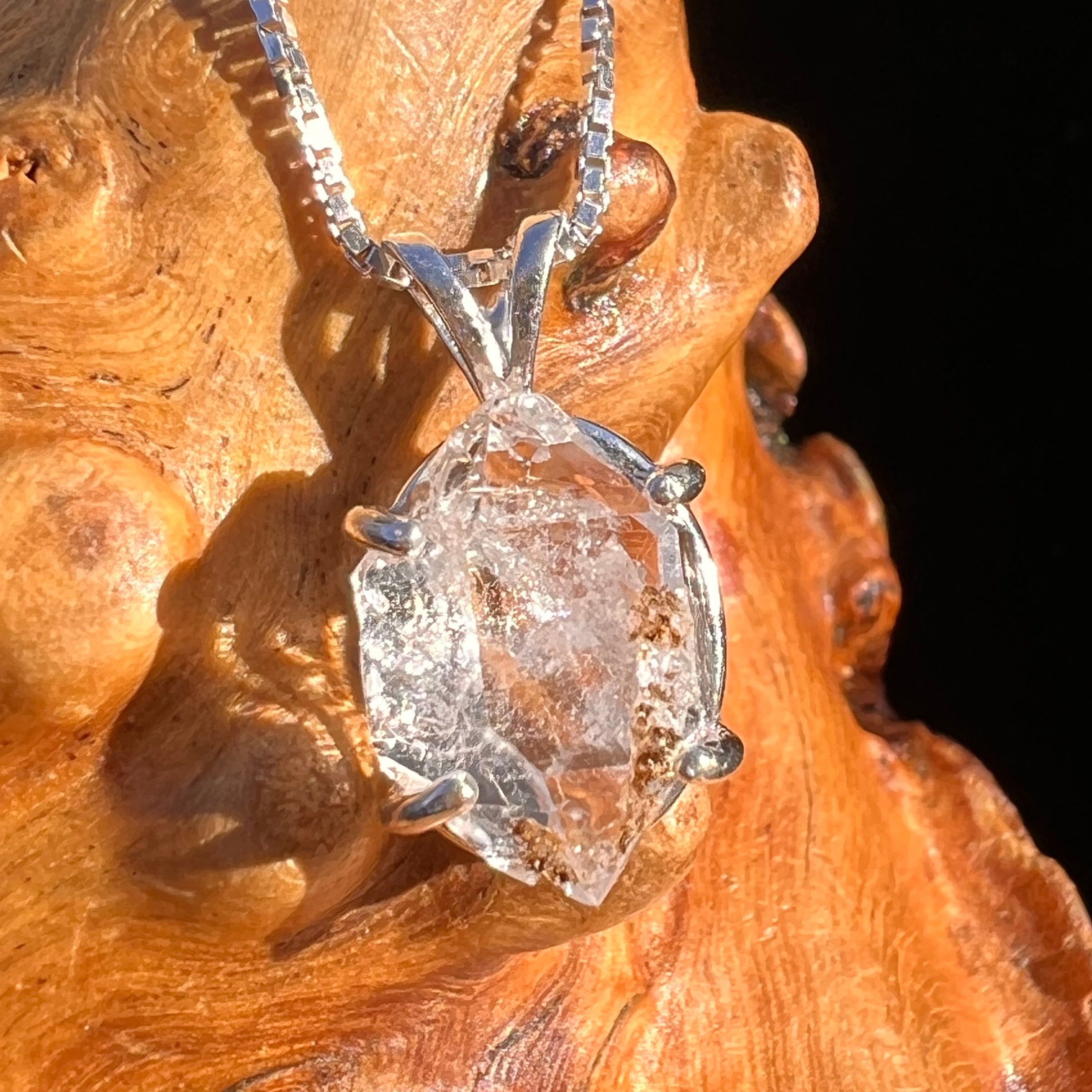 Herkimer Diamond Pendant Sterling Silver #6082-Moldavite Life