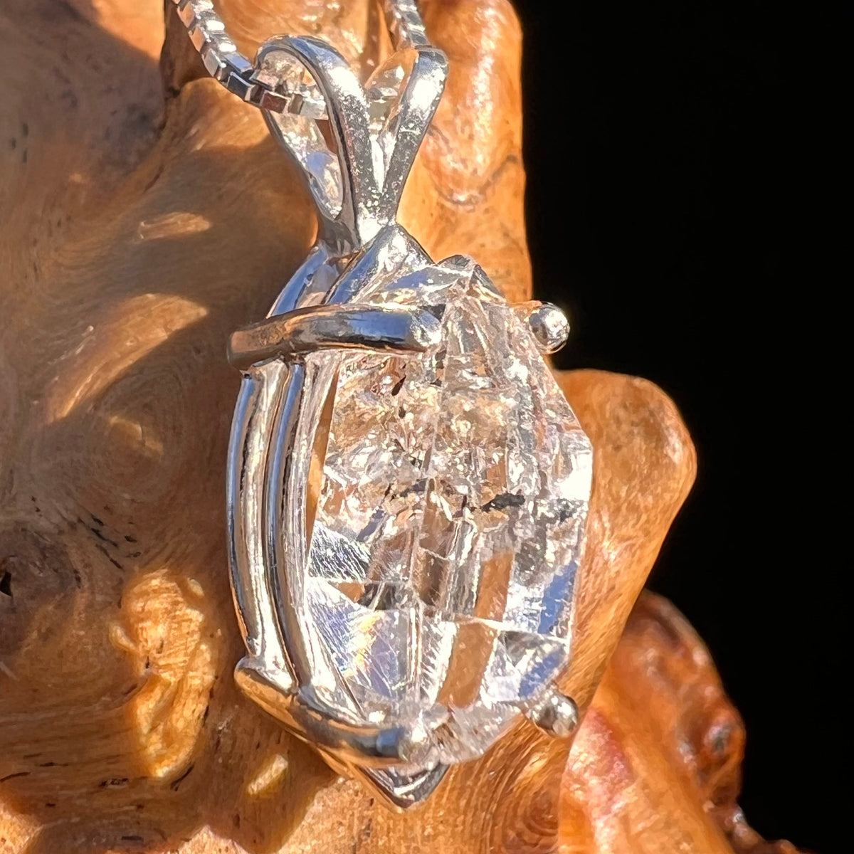 Herkimer Diamond Pendant Sterling Silver #6085-Moldavite Life