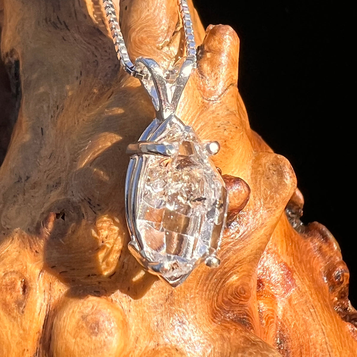 Herkimer Diamond Pendant Sterling Silver #6085-Moldavite Life