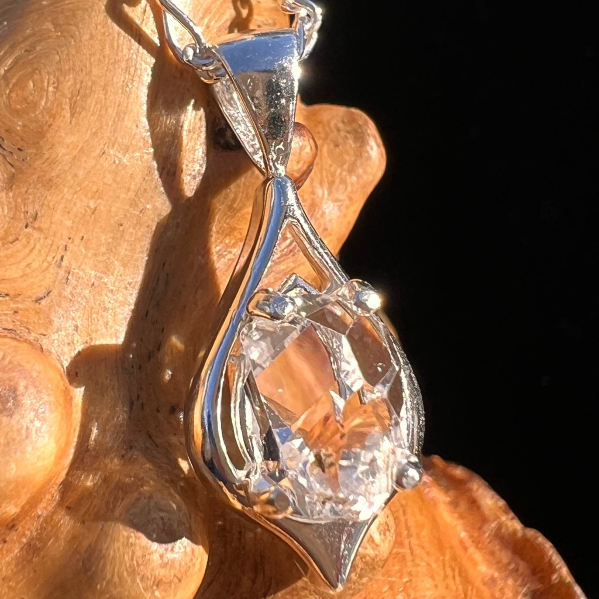 Herkimer Diamond Pendant Sterling Silver #6088-Moldavite Life