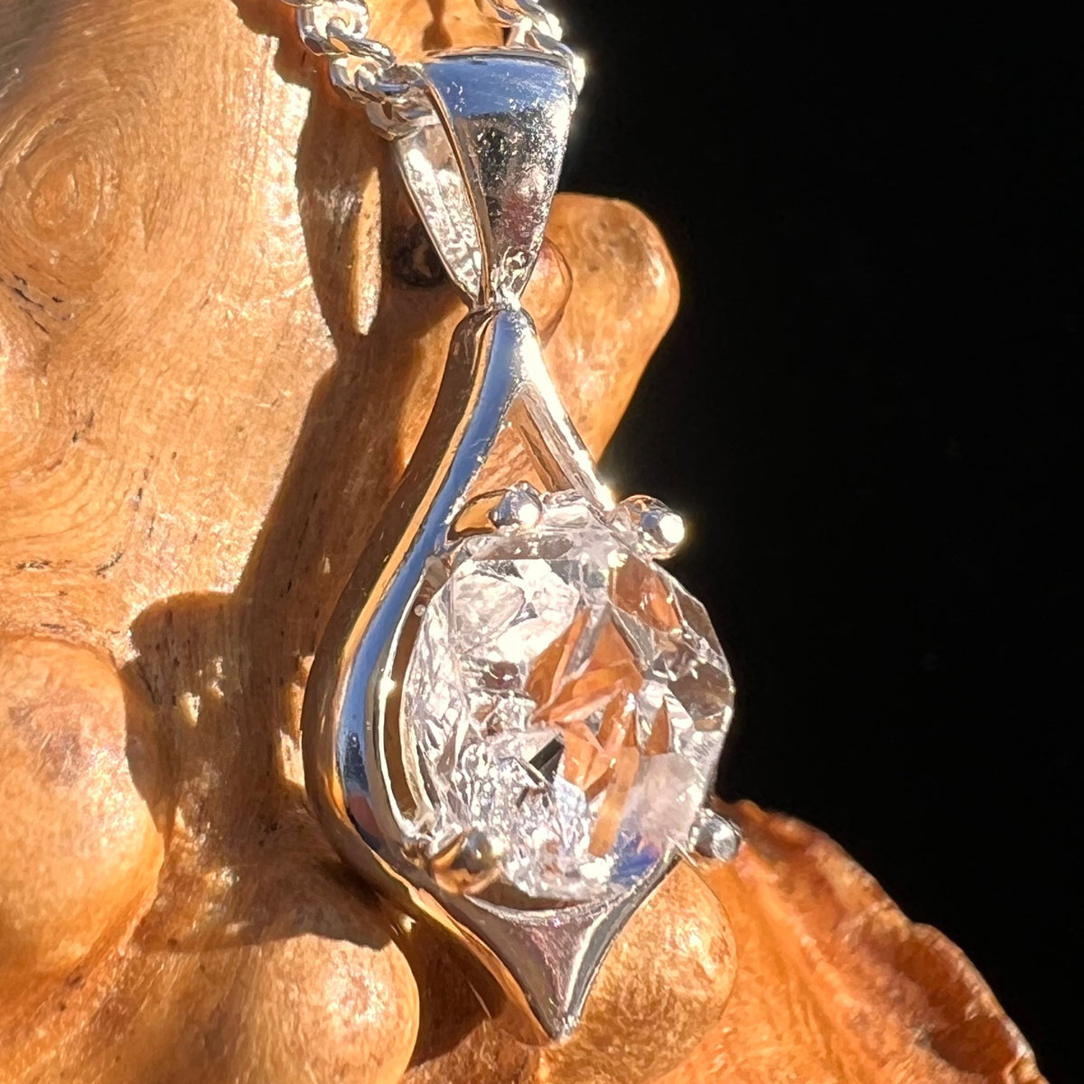 Herkimer Diamond Pendant Sterling Silver #6090-Moldavite Life