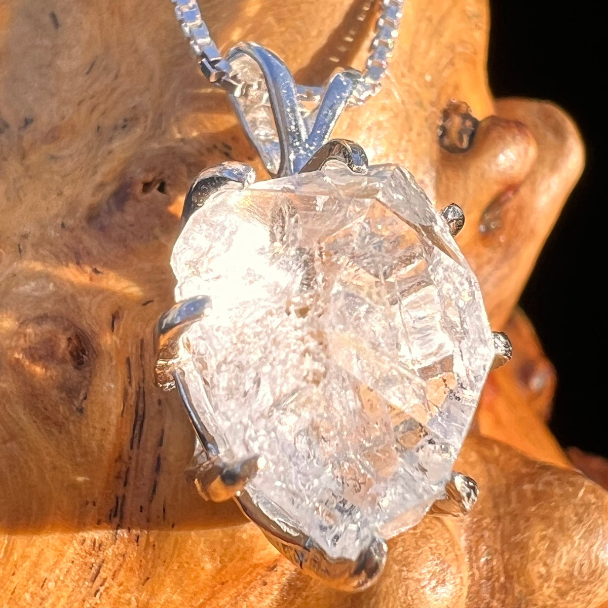 Herkimer Diamond Pendant Sterling Silver #6093-Moldavite Life