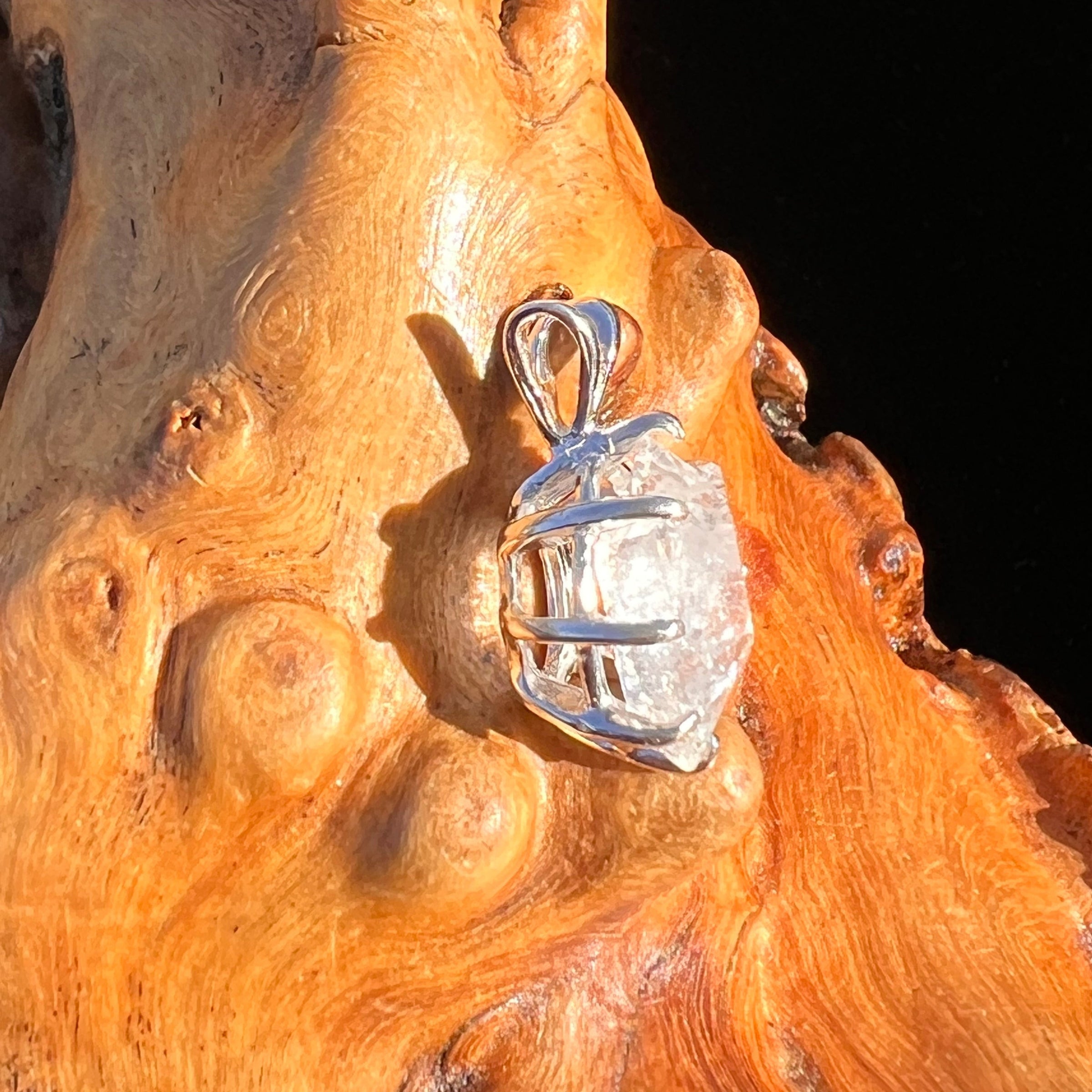 Herkimer Diamond Pendant Sterling Silver #6095-Moldavite Life