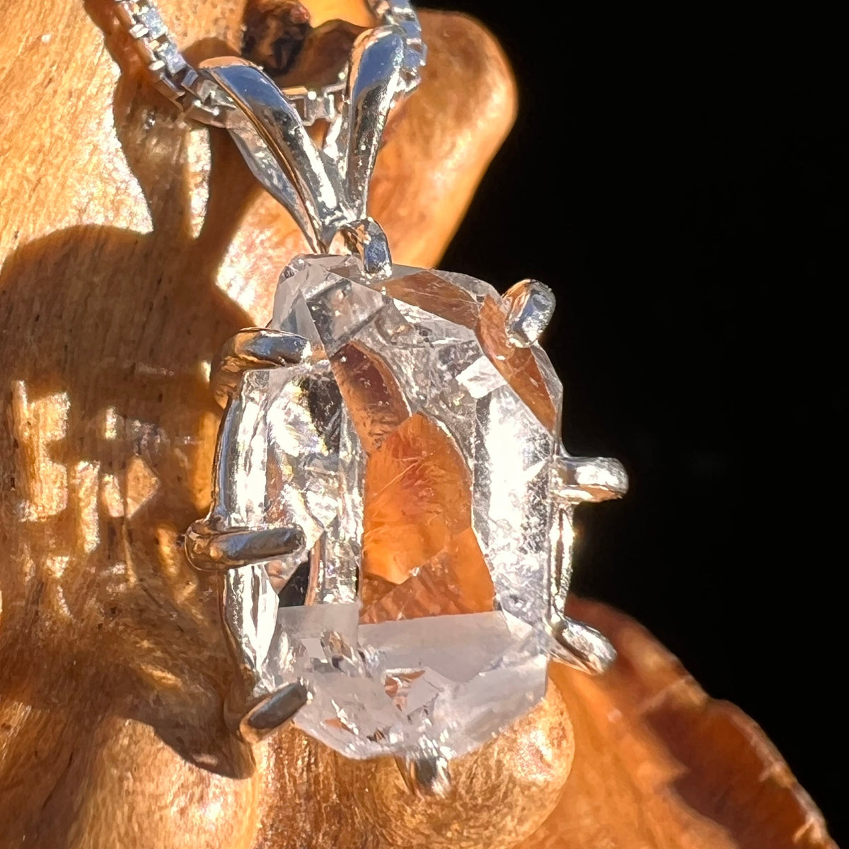 Herkimer Diamond Pendant Sterling Silver #6100-Moldavite Life