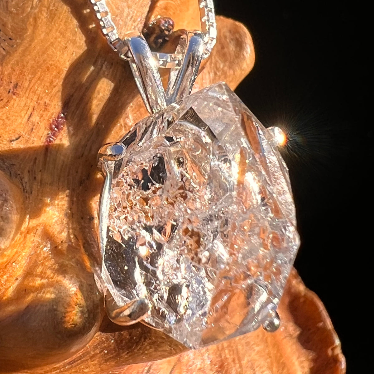 Herkimer Diamond Pendant Sterling Silver #8009-Moldavite Life