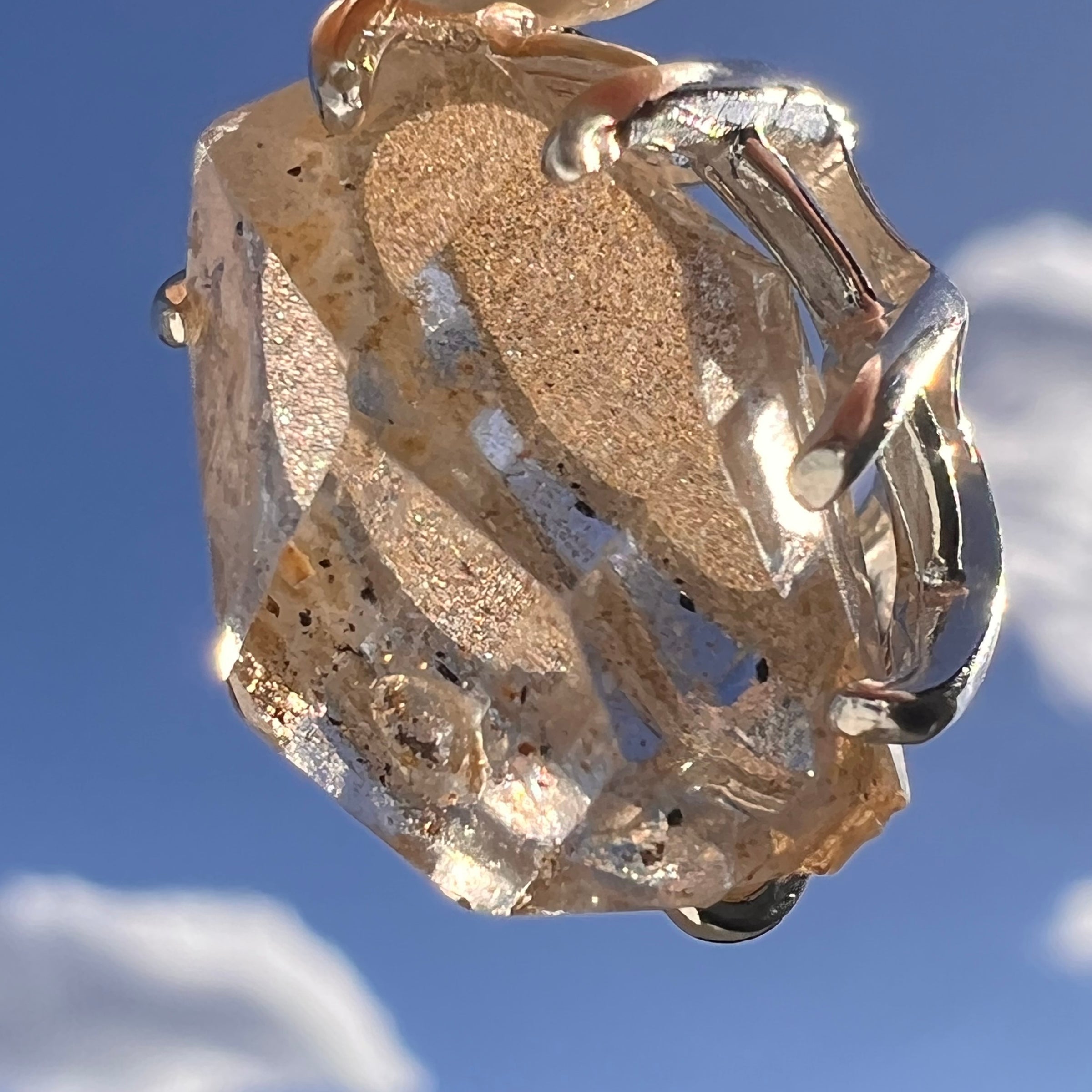 Herkimer Diamond Pendant Sterling Silver #8010-Moldavite Life