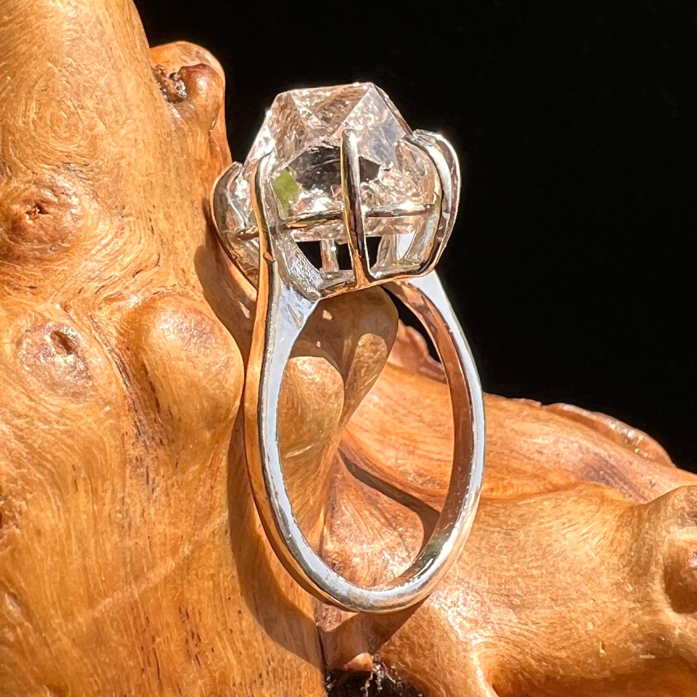 Herkimer Diamond Ring Sterling Silver Size 6.75 #5096-Moldavite Life