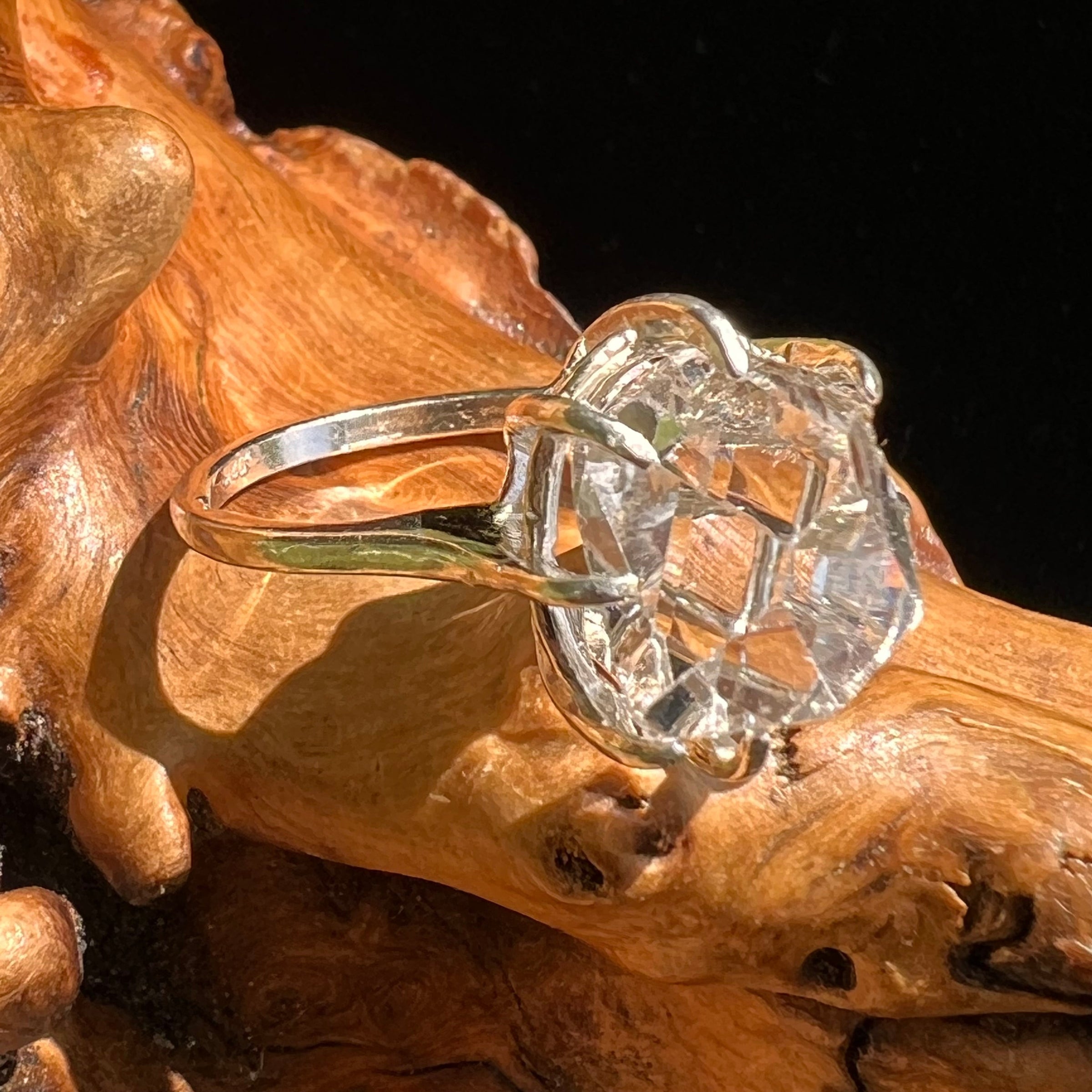 Herkimer Diamond Ring Sterling Silver Size 6.75 #5096-Moldavite Life