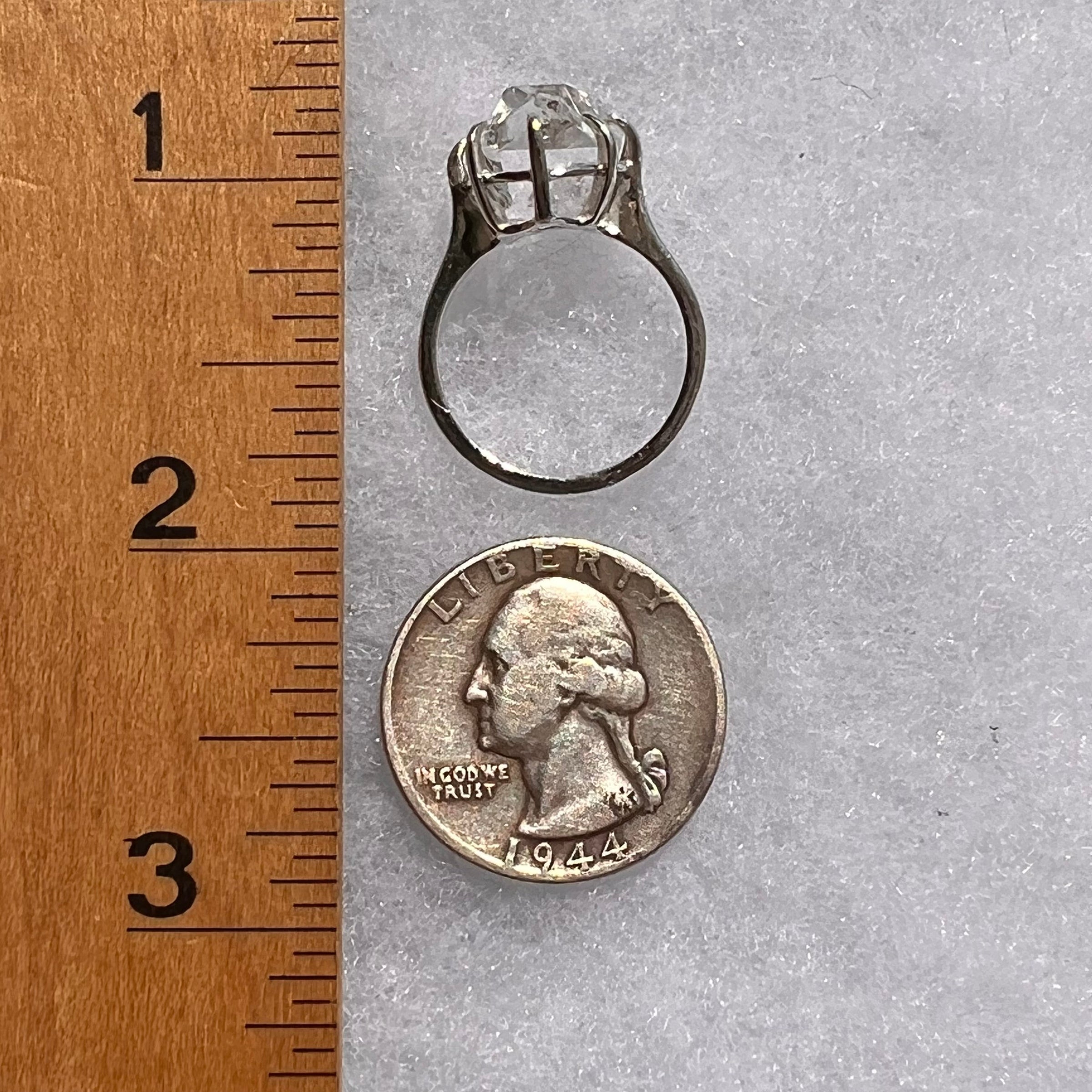 Herkimer Diamond Ring Sterling Silver Size 6.75 #5098-Moldavite Life