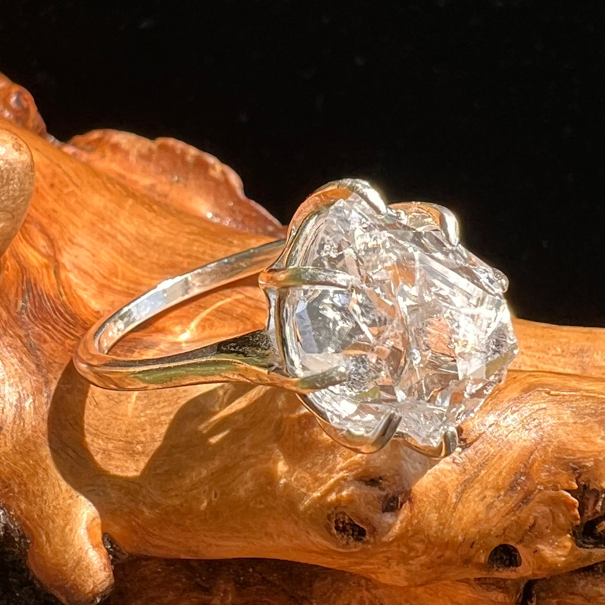 Herkimer Diamond Ring Sterling Silver Size 7 #5099-Moldavite Life