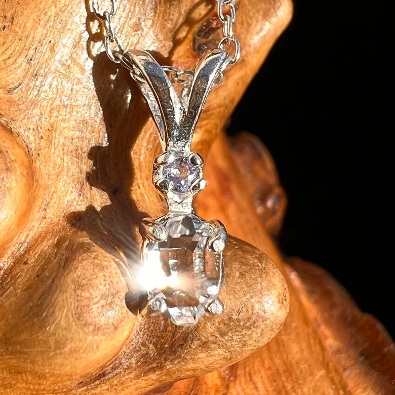 Herkimer Diamond & Tanzanite Necklace Sterling Silver-Moldavite Life