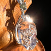 Herkimer Diamond "key" & Moldavite Pendant Sterling #8033-Moldavite Life