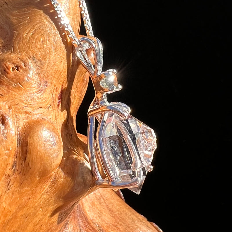 Herkimer Diamond "key" & Moldavite Pendant Sterling #8033-Moldavite Life