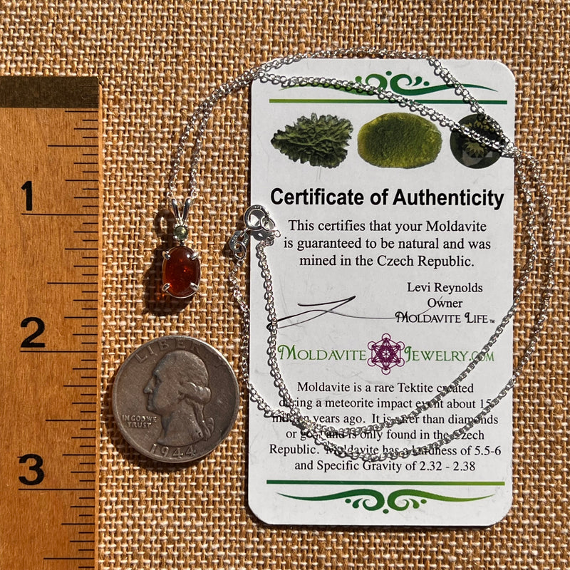 Hessonite Garnet & Moldavite Necklace Sterling Silver #7702-Moldavite Life