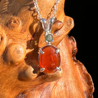 Hessonite Garnet & Moldavite Necklace Sterling Silver #7702-Moldavite Life
