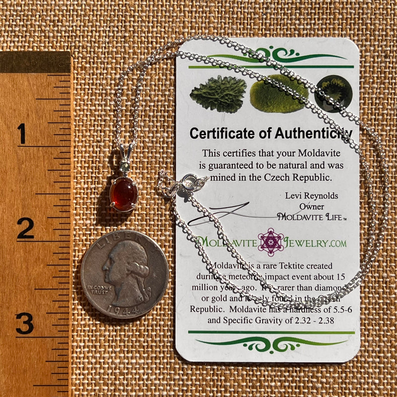 Hessonite Garnet & Moldavite Necklace Sterling Silver #7703-Moldavite Life