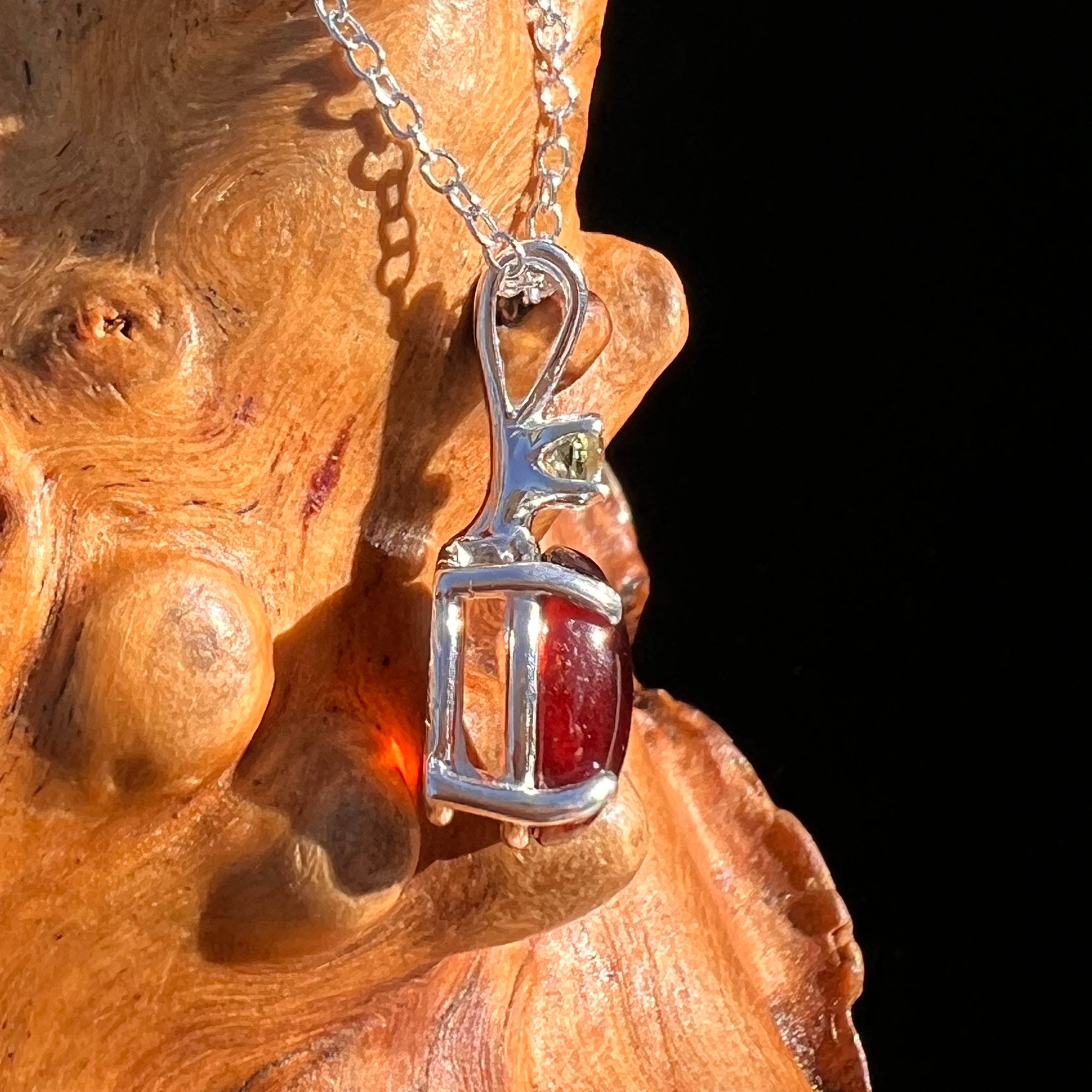 Hessonite Garnet & Moldavite Necklace Sterling Silver #7704-Moldavite Life