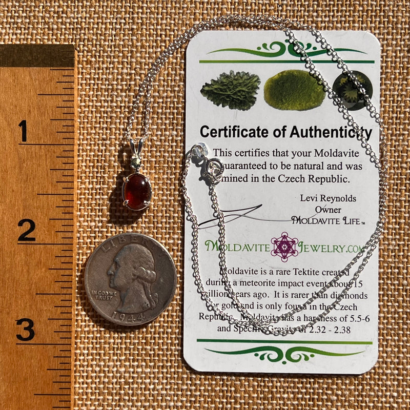 Hessonite Garnet & Moldavite Necklace Sterling Silver #7704-Moldavite Life