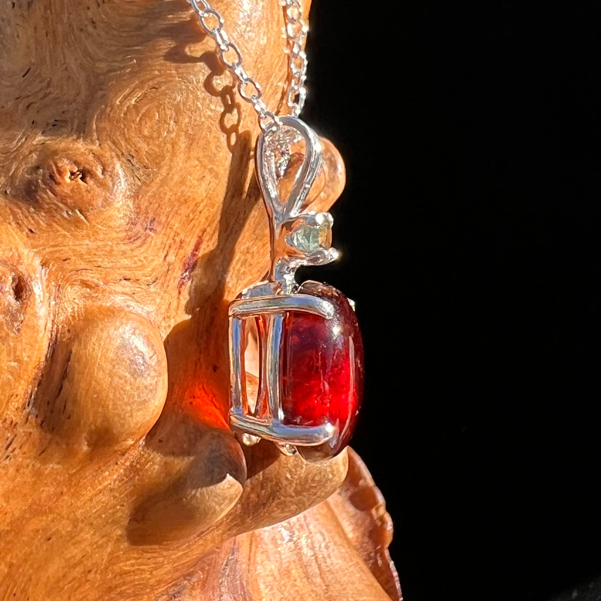 Hessonite Garnet & Moldavite Necklace Sterling Silver #7706-Moldavite Life