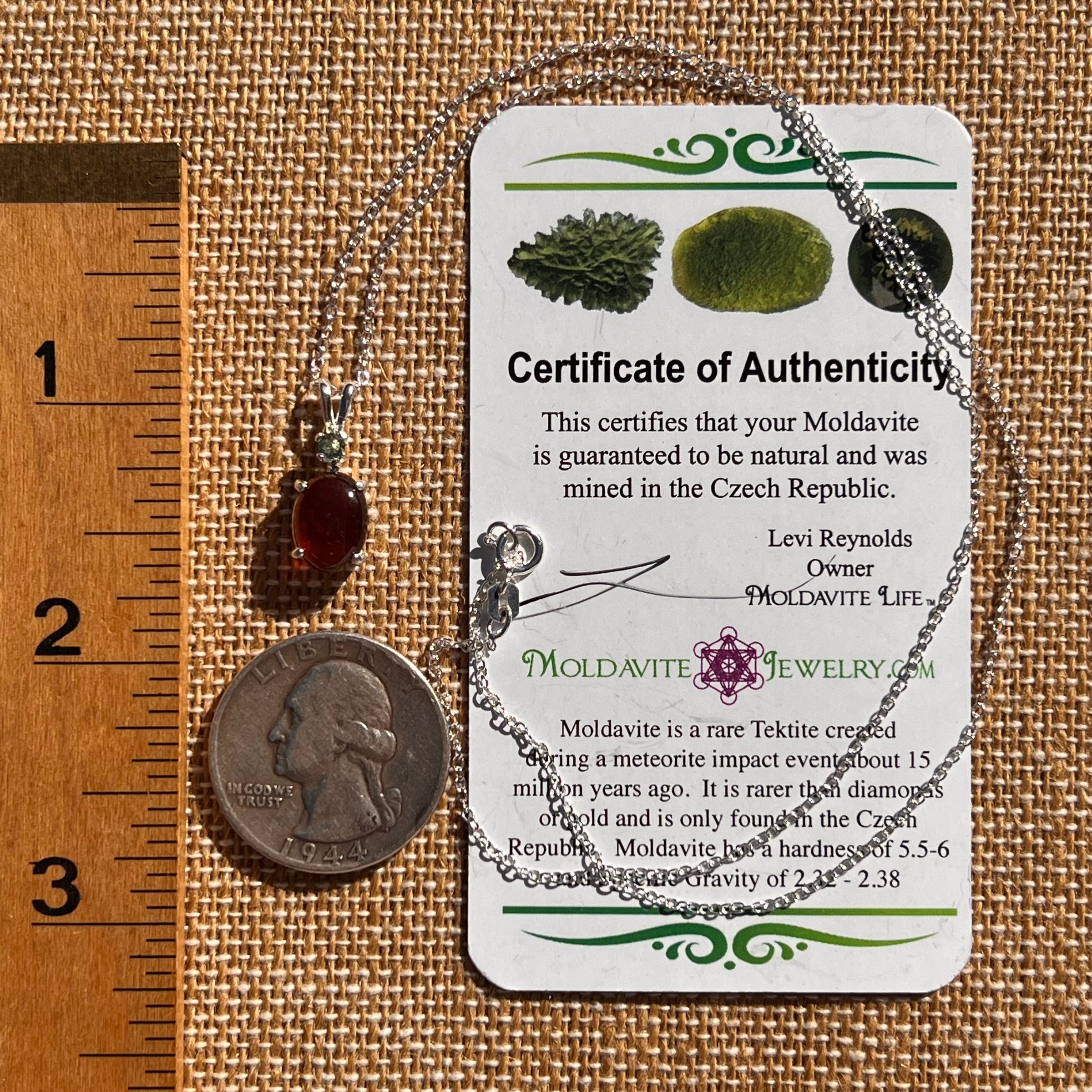 Hessonite Garnet & Moldavite Necklace Sterling Silver #7706-Moldavite Life