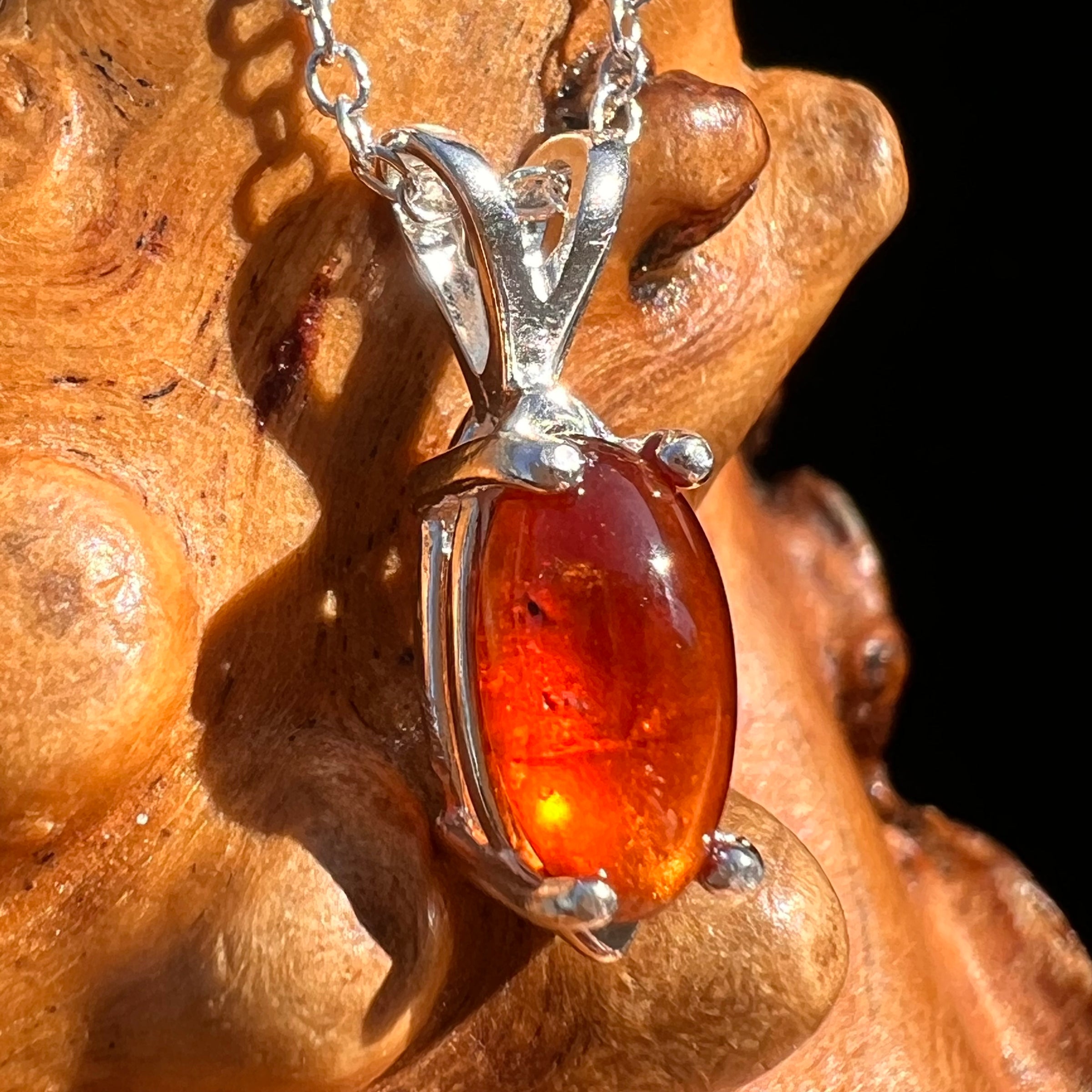 Hessonite Garnet Necklace Sterling Silver #7768-Moldavite Life
